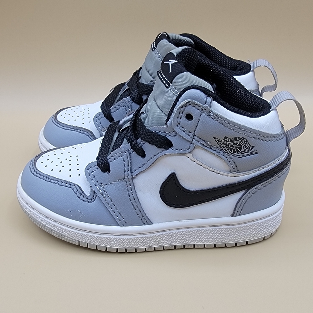 2020 Nike Air Jordan 1 Mid Light Smoke Grey Toddler Shoes Size 6.5C Grey White
